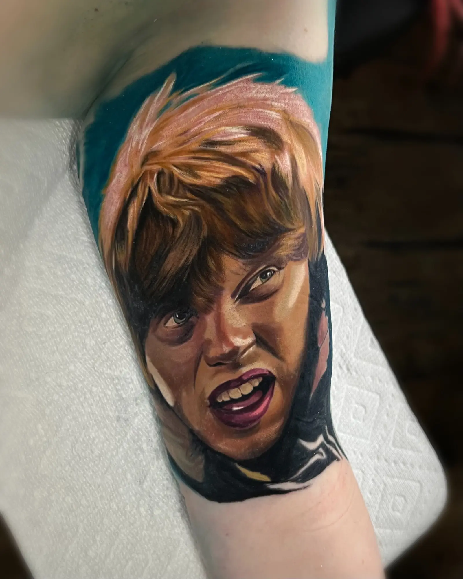 Color realism red-haired vampire portrait tattoo
