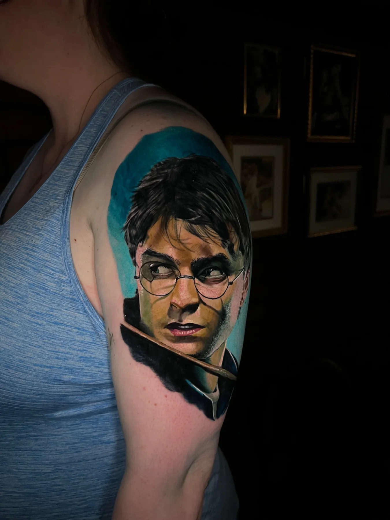 Color realism wizard portrait tattoo
