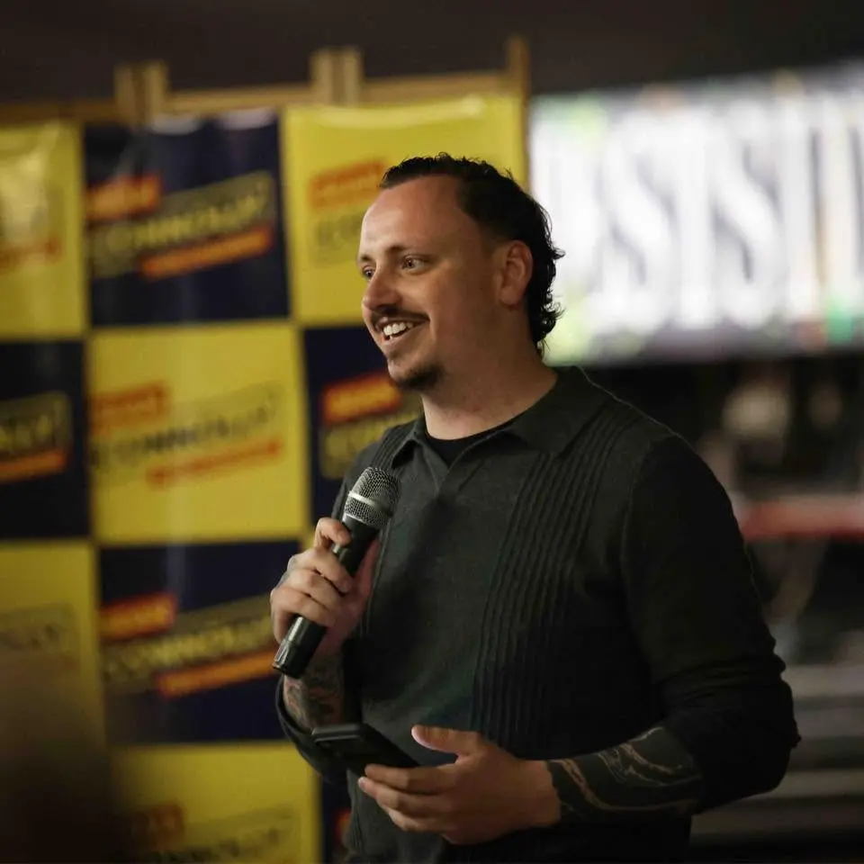 Sean Connolly speaking at a community event in the Mahoning Valley